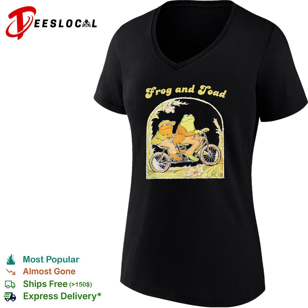 Frog and Toad on a tandem bicycle illustration classic children book story shirt Unisex