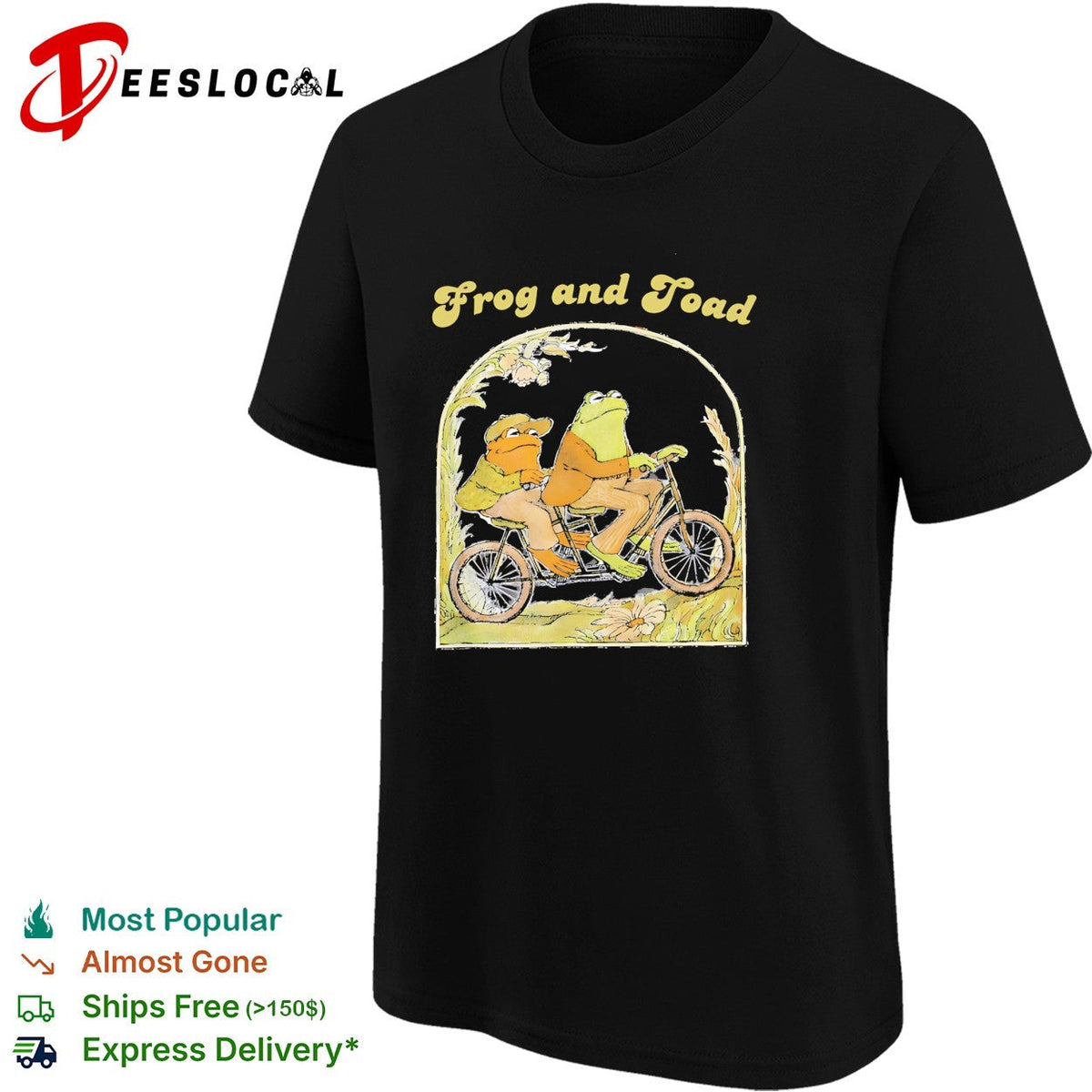 Frog and Toad on a tandem bicycle illustration classic children book story shirt Unisex