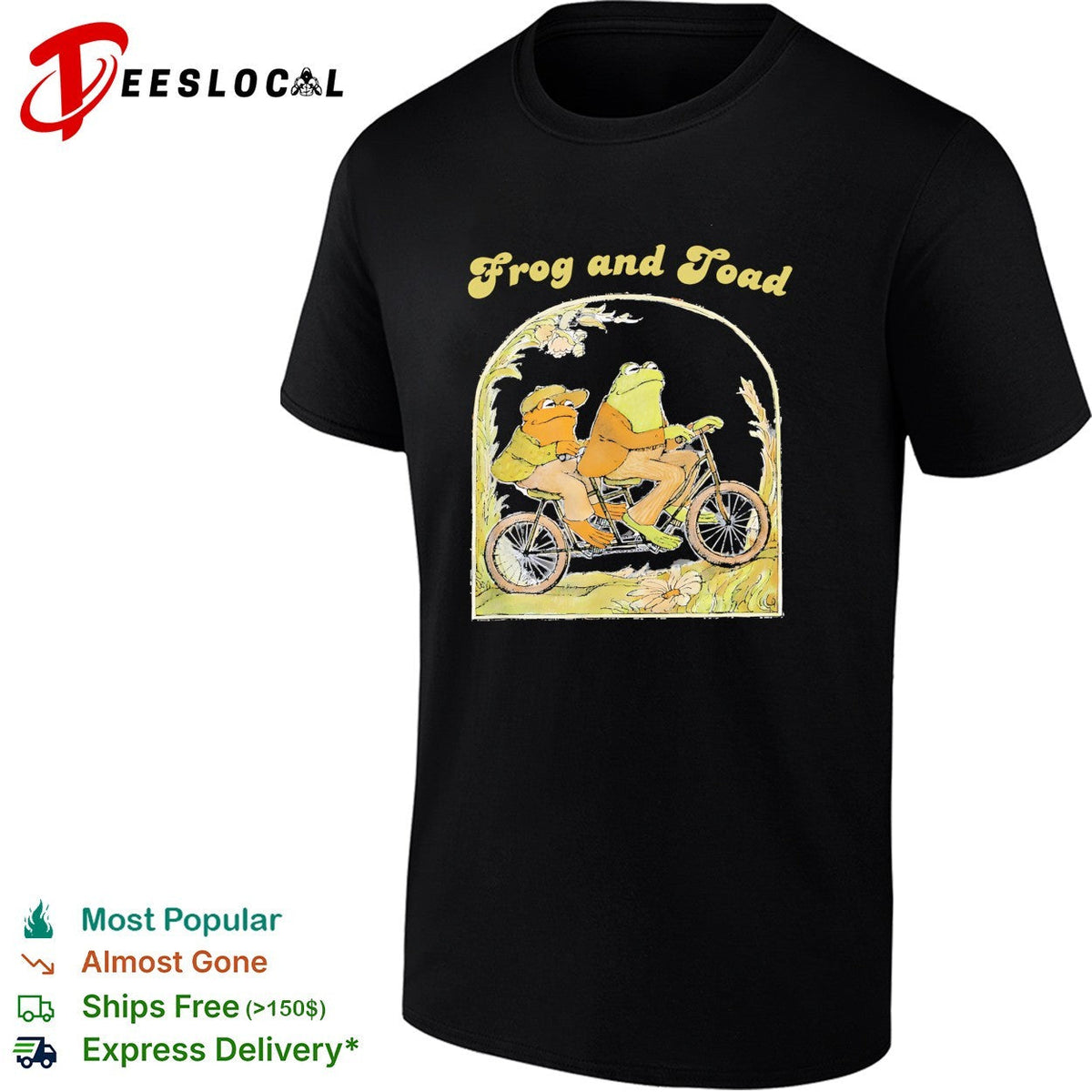 Frog and Toad on a tandem bicycle illustration classic children book story shirt Unisex