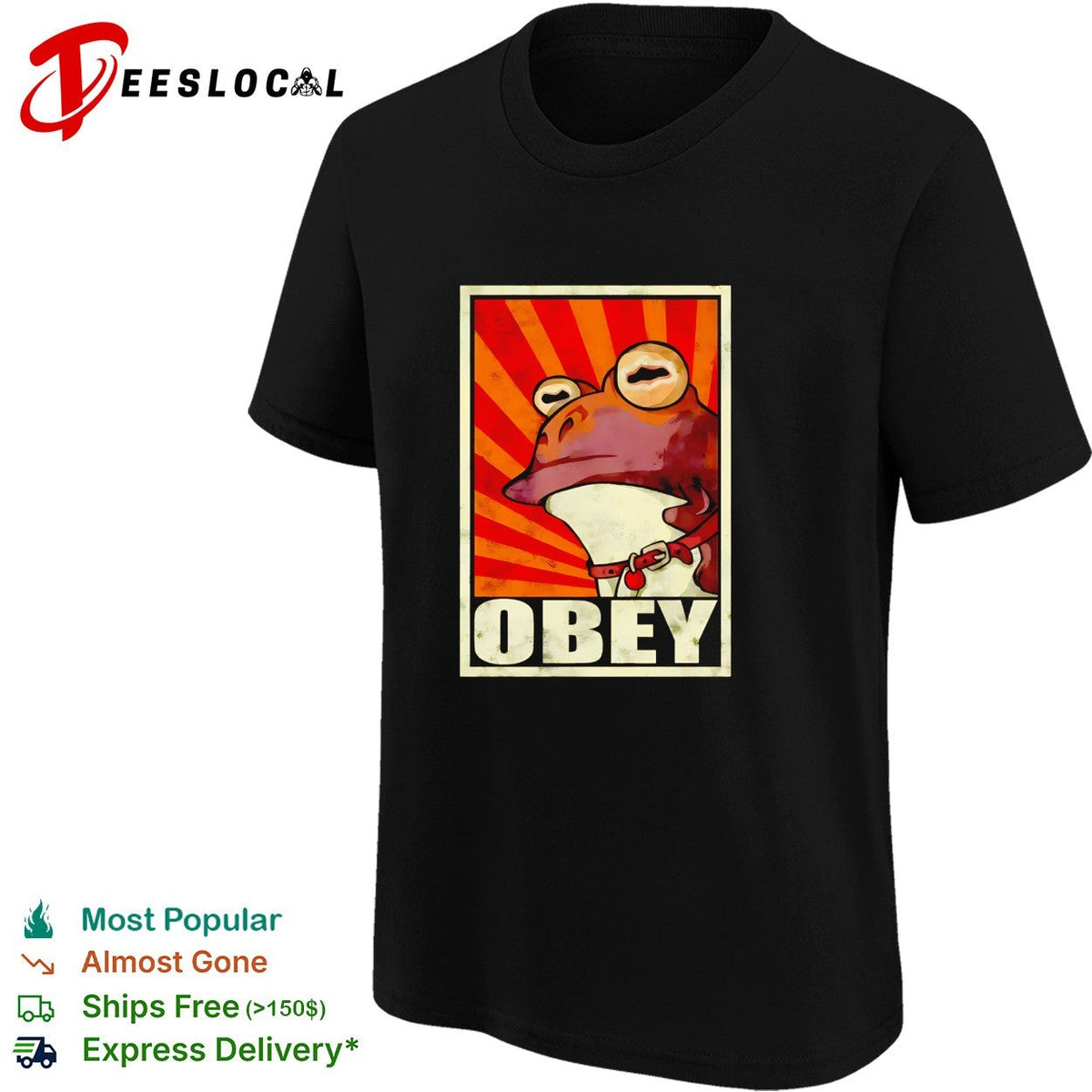 Frog obey poster retro shirt Unisex