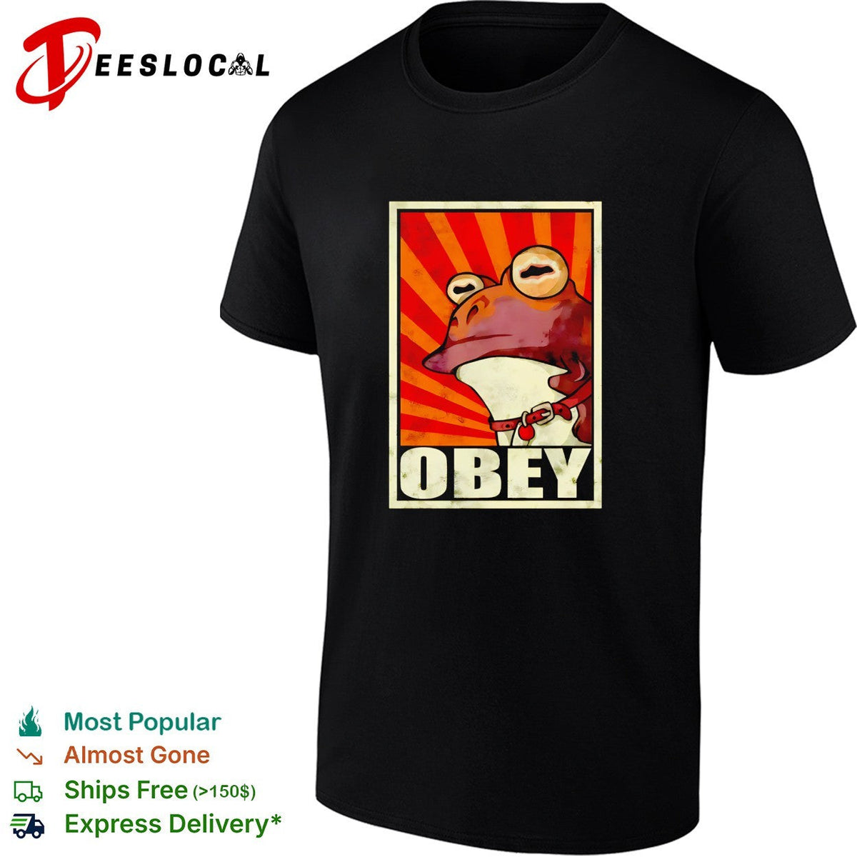 Frog obey poster retro shirt Unisex