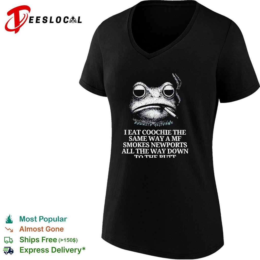 Frog smoking cigarette I eat coochie the same way a mf smokes Newports shirt Unisex