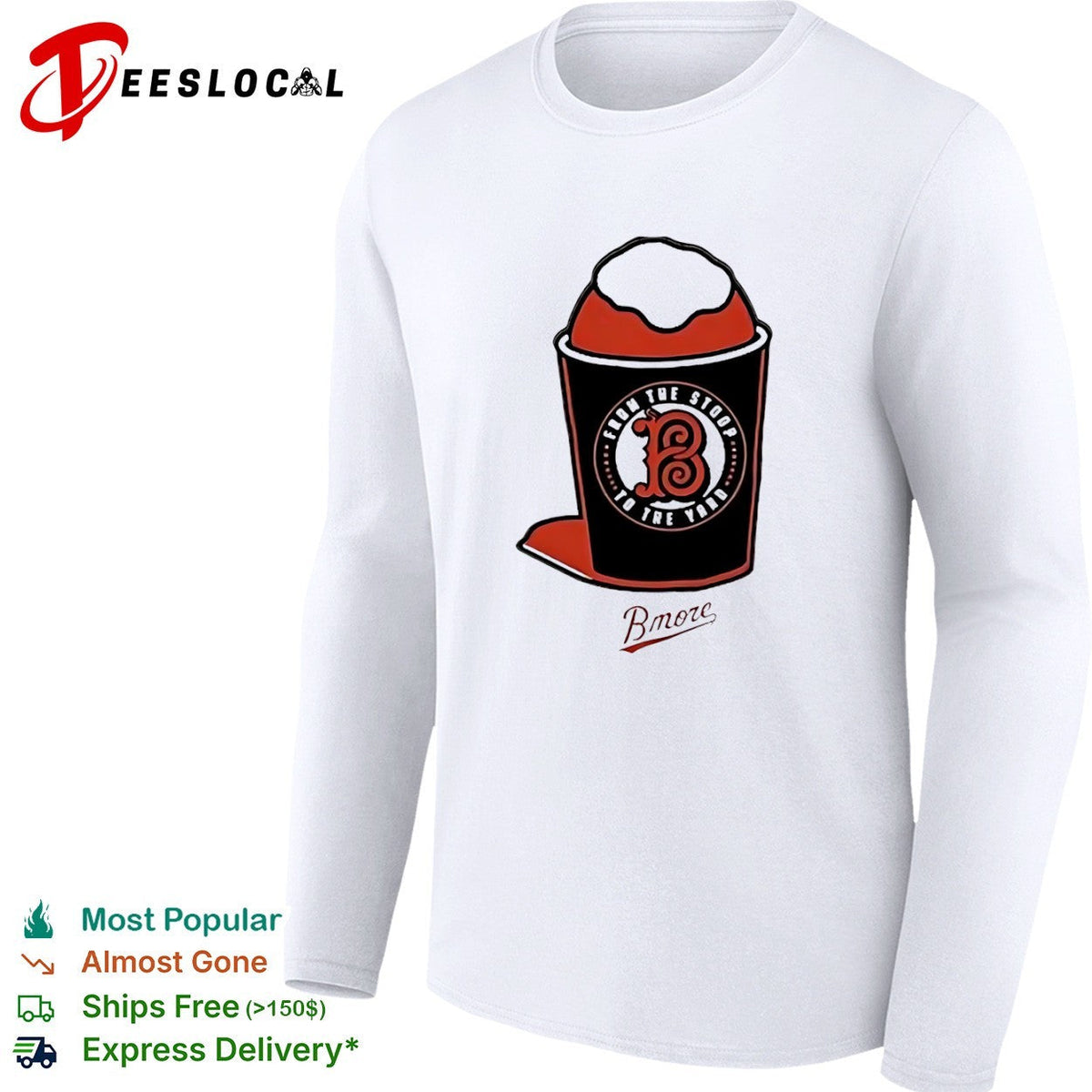 From the stoop to the yard Bmore Baltimore Orioles shaved ice logo baseball shirt Unisex