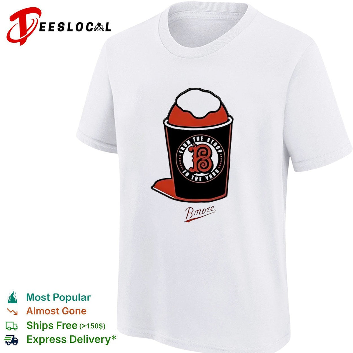 From the stoop to the yard Bmore Baltimore Orioles shaved ice logo baseball shirt Unisex