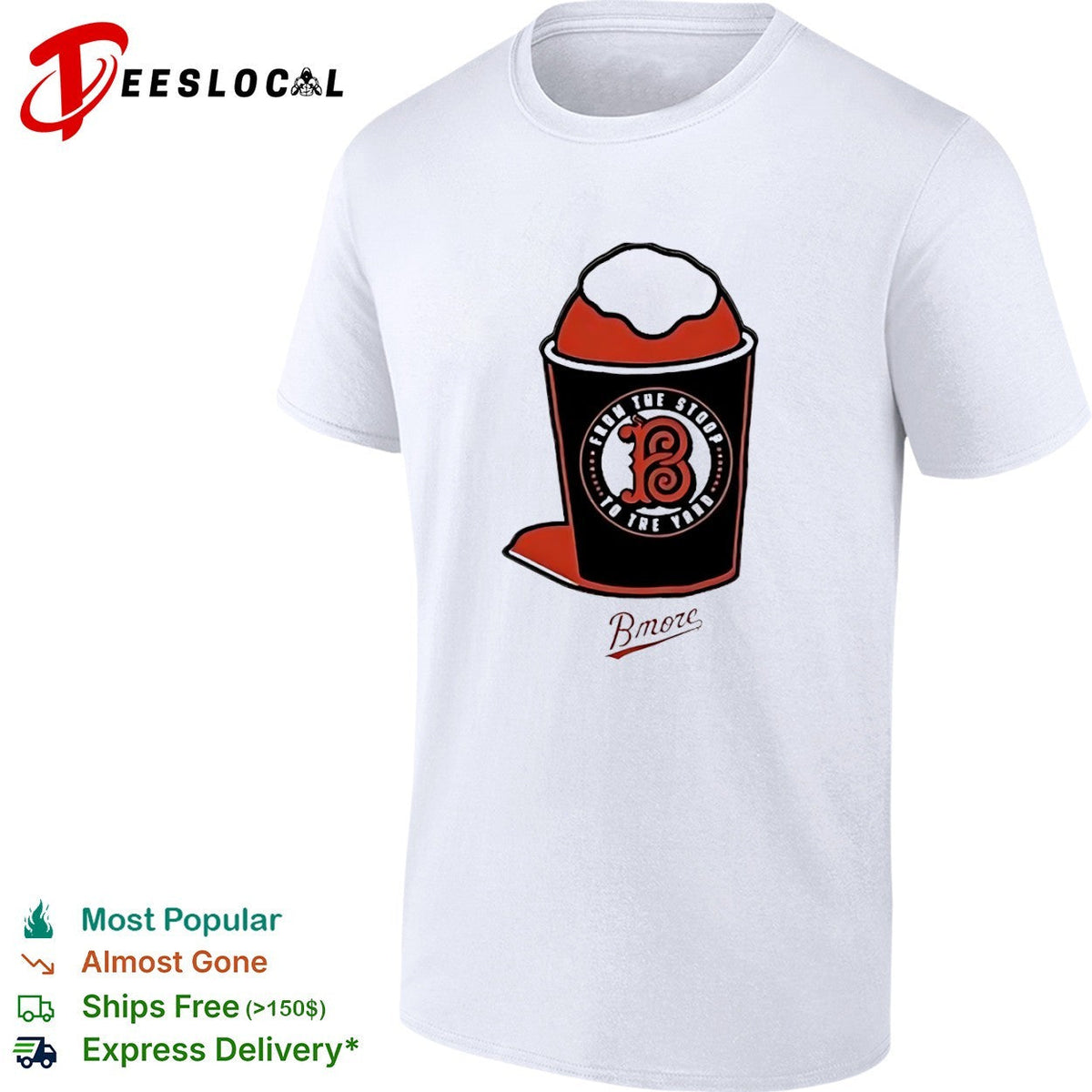 From the stoop to the yard Bmore Baltimore Orioles shaved ice logo baseball shirt Unisex