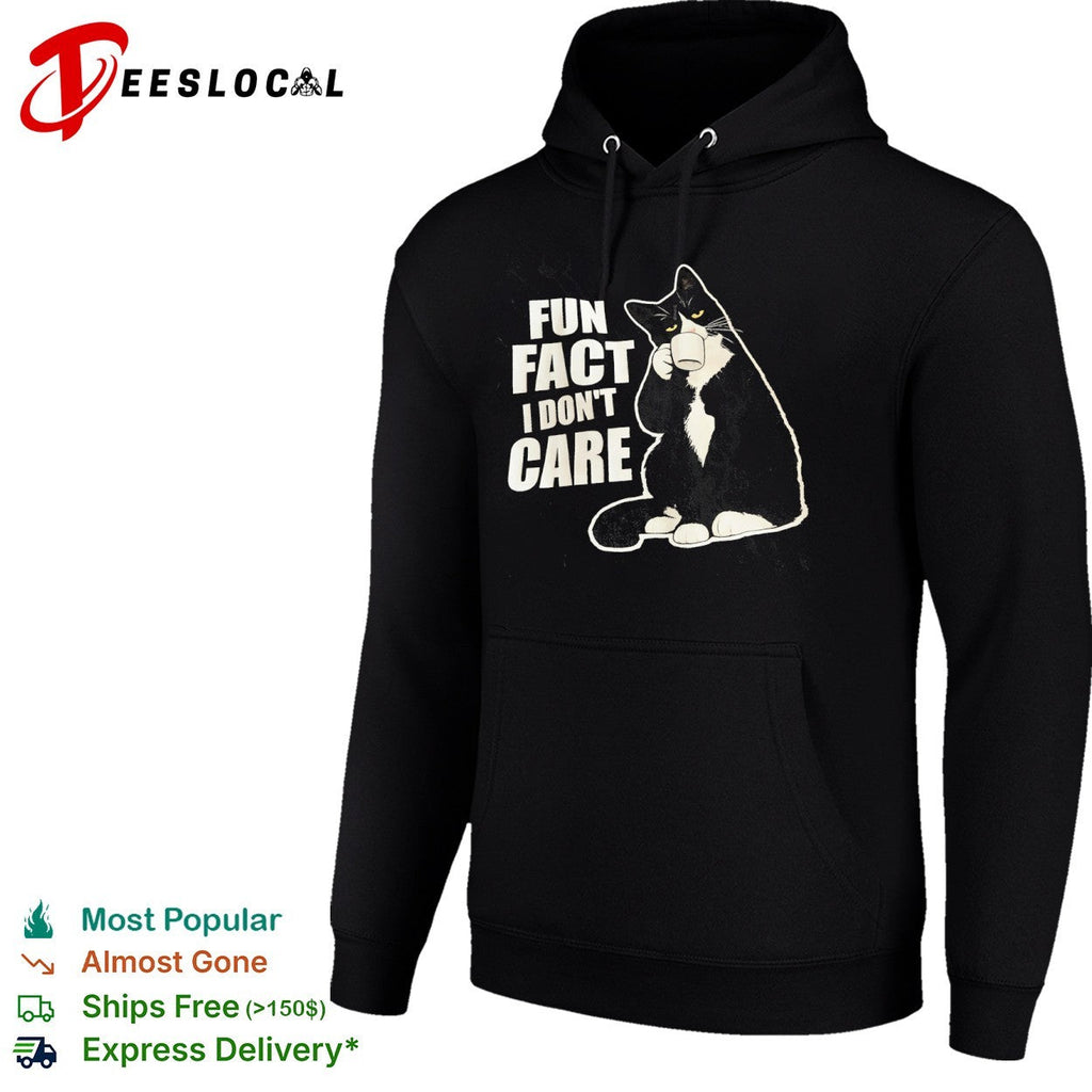 Fun fact i dont care tuxedo cat drinking coffee apparel shirt Unisex