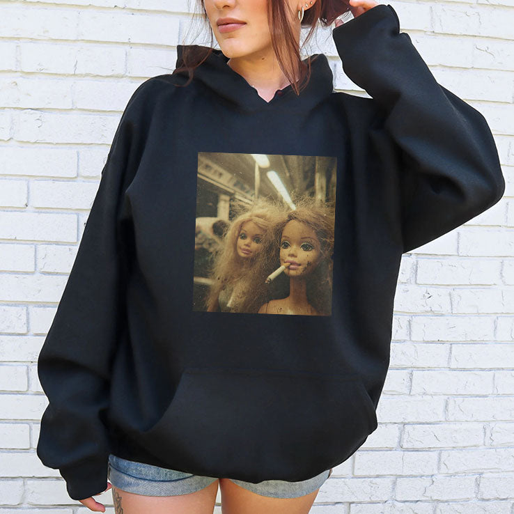 Funny Distressed Doll Smoking T Shirt Unisex