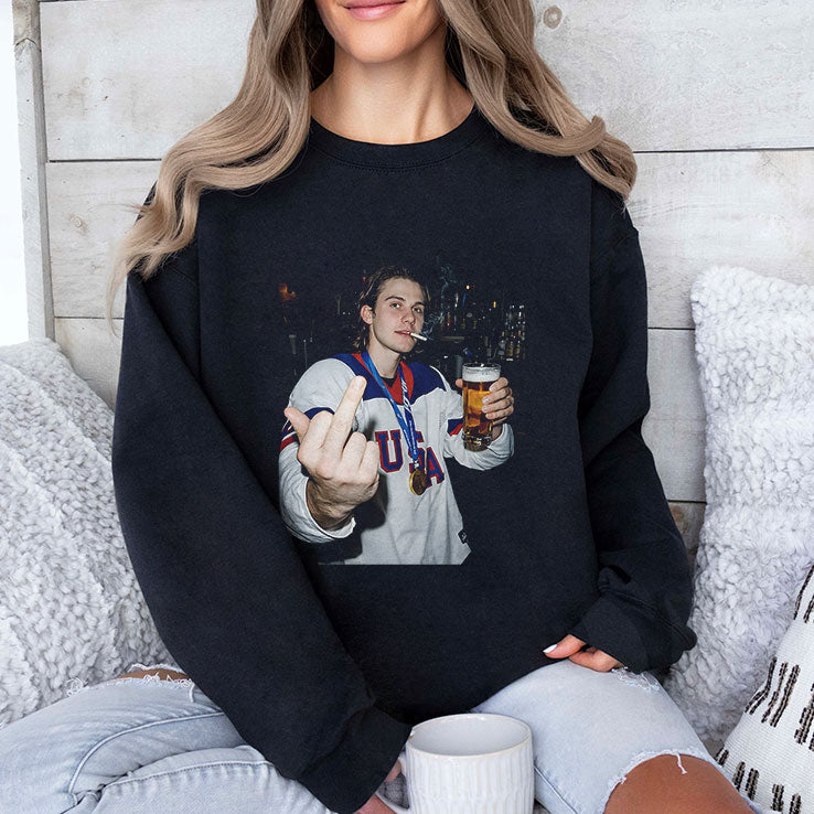 Funny Jack Hughes Middle Finger T Shirt Unisex