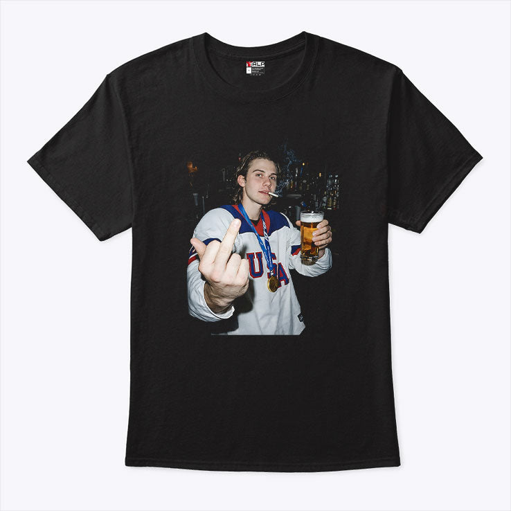 Funny Jack Hughes Middle Finger T Shirt Unisex