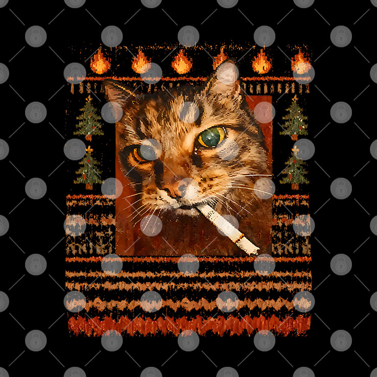 Funny Smoking Cat Meme Christmas T Shirt Unisex