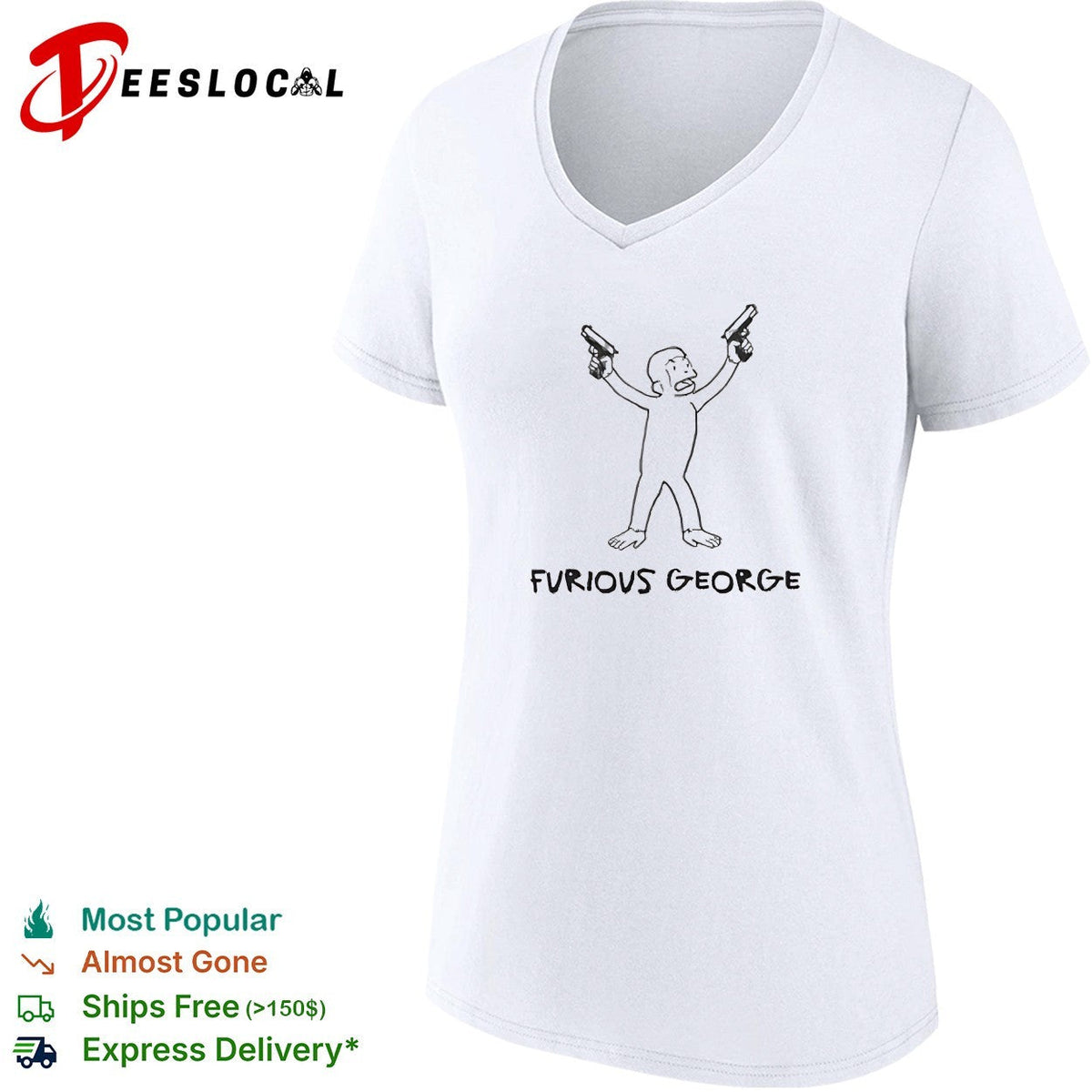 Furious George monkey holding guns shirt Unisex