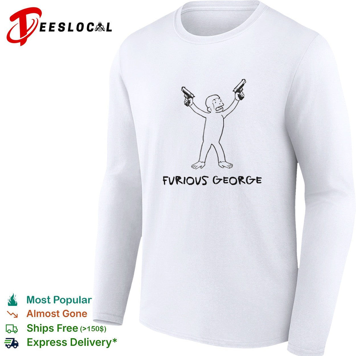Furious George monkey holding guns shirt Unisex