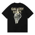 Gallery Dept Skull Hand Bone Finger Car Letter Slogan Short Sleeved Loose Casual Half Sleeved Round Neck Hip Hop Menswear Underwear Human Tropical