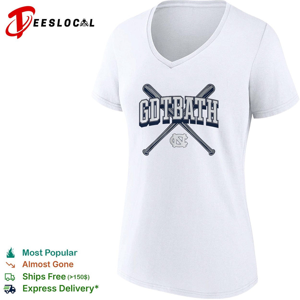 GDTBATH North Carolina Tar Heels crossed bats fan slogan shirt Unisex