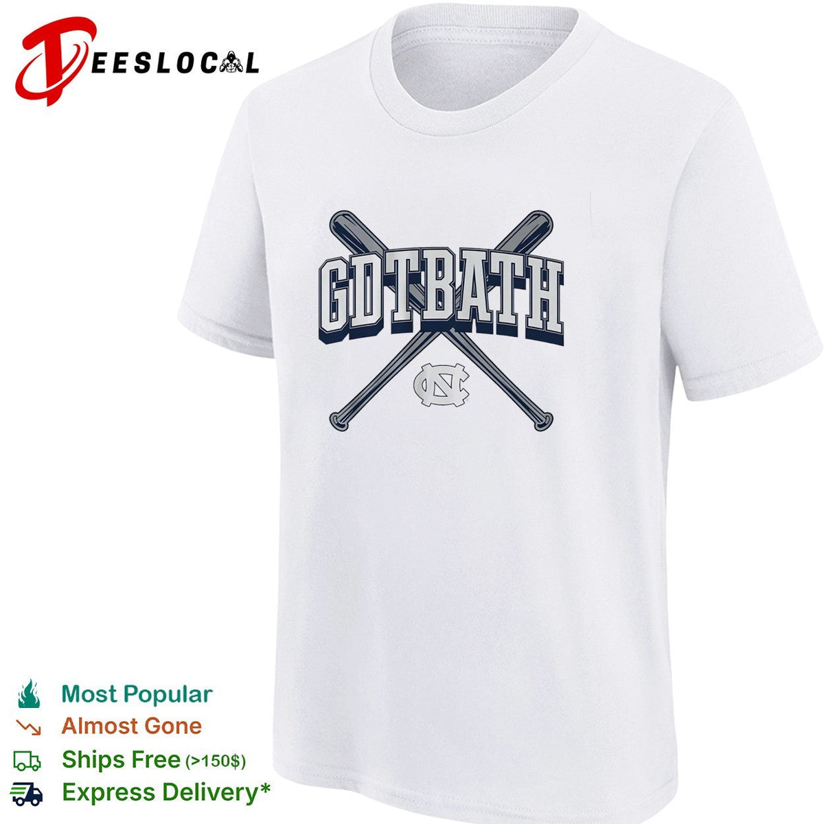 GDTBATH North Carolina Tar Heels crossed bats fan slogan shirt Unisex