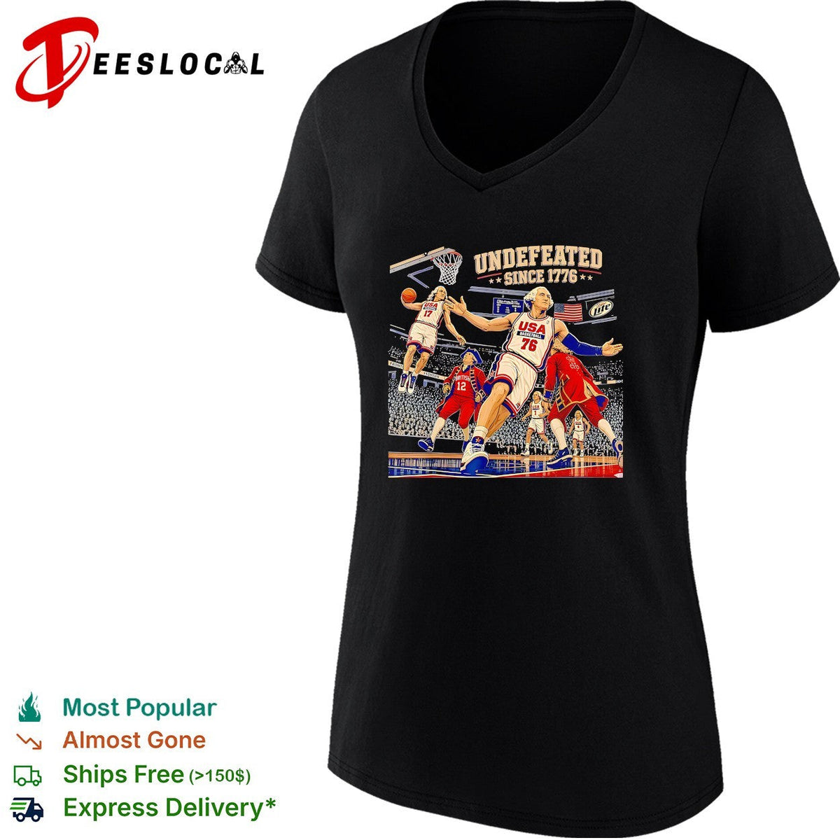 GW USA Basketball undefeated since 1776 dunk action patriotic art shirt Unisex
