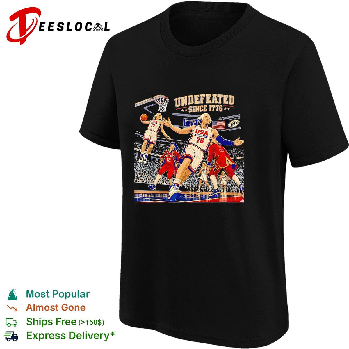 GW USA Basketball undefeated since 1776 dunk action patriotic art shirt Unisex