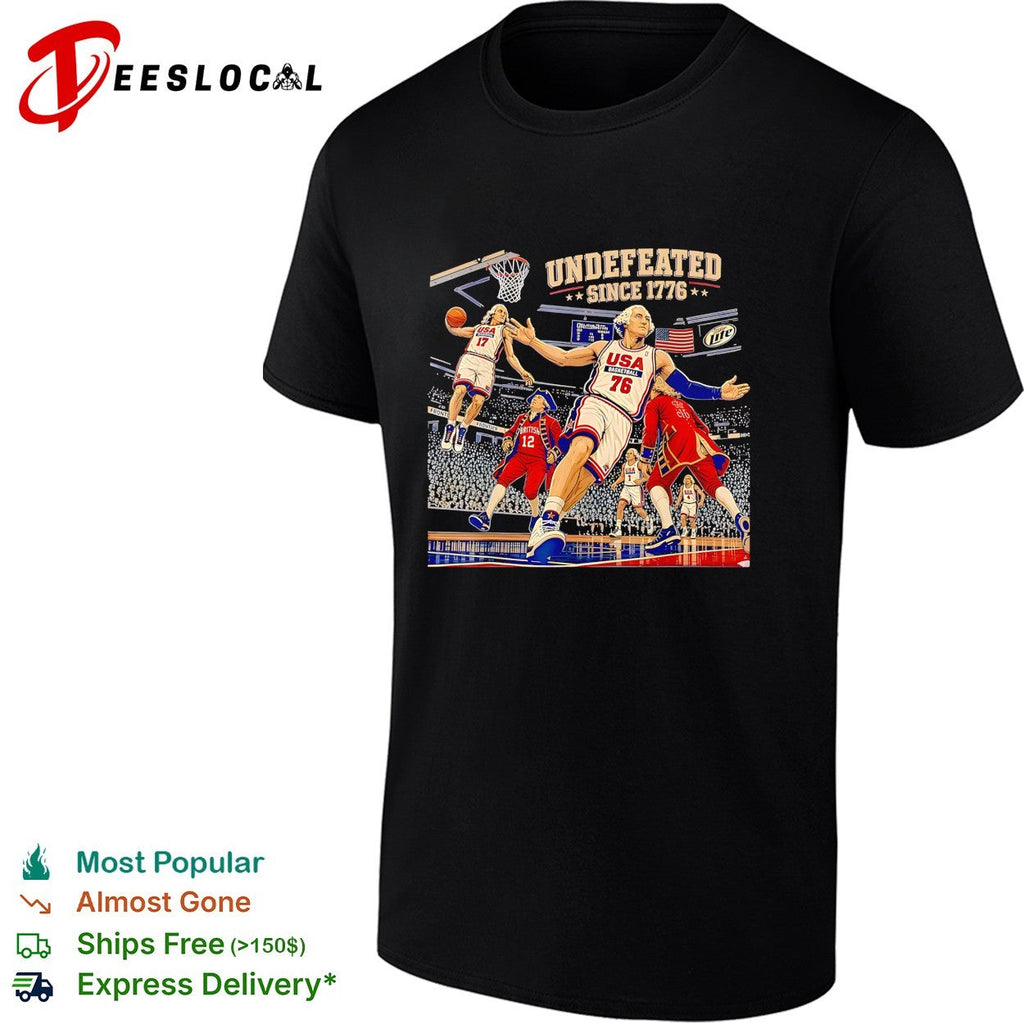 GW USA Basketball undefeated since 1776 dunk action patriotic art shirt Unisex