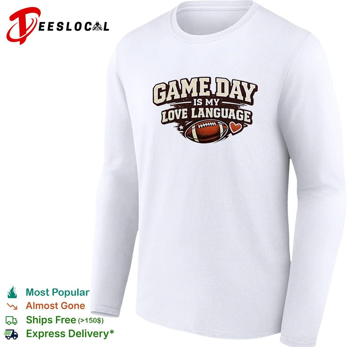 Game day is my love language football helmet and heart bold text graphic shirt Unisex