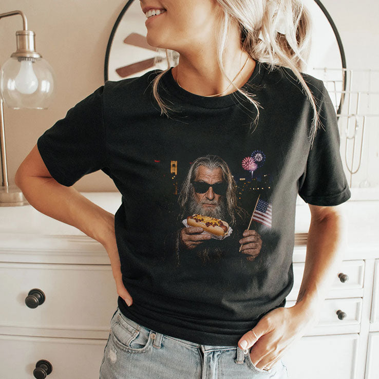 Gandalf Wizard Hot Dog 4th Of July T Shirt Unisex