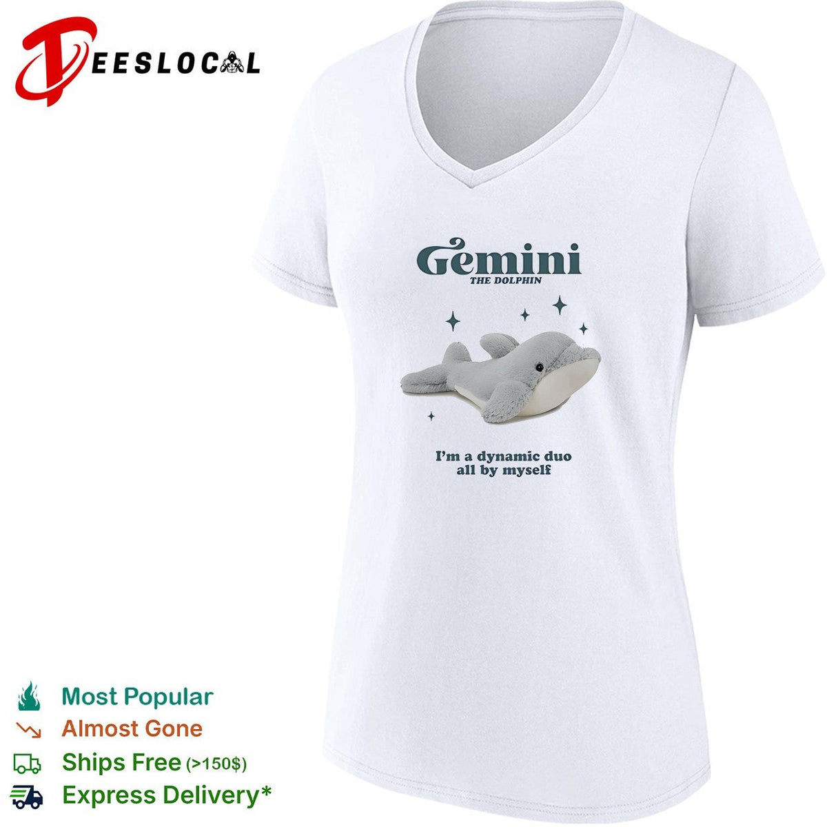 Gemini the Dolphin Im a dynamic duo all by myself zodiac astrology novelty shirt Unisex