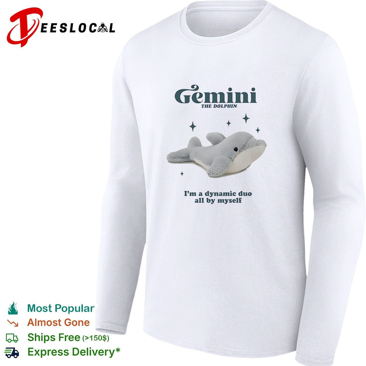 Gemini the Dolphin Im a dynamic duo all by myself zodiac astrology novelty shirt Unisex