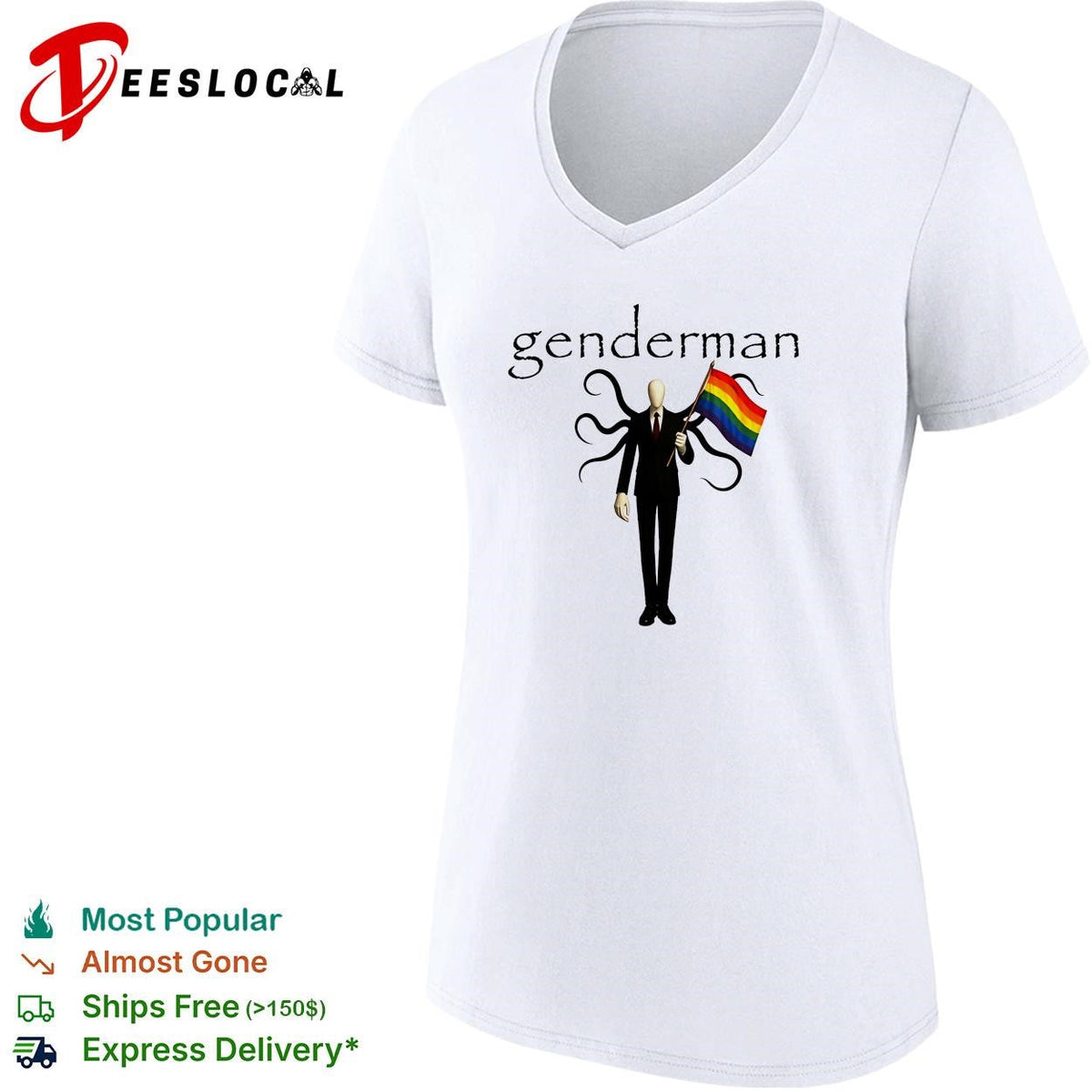 Genderman holding LGBT flag gay shirt Unisex