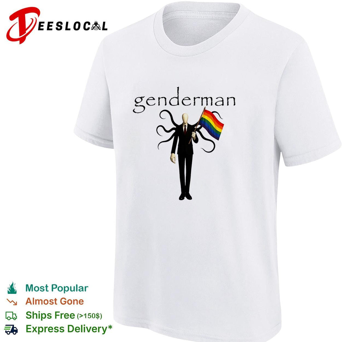 Genderman holding LGBT flag gay shirt Unisex