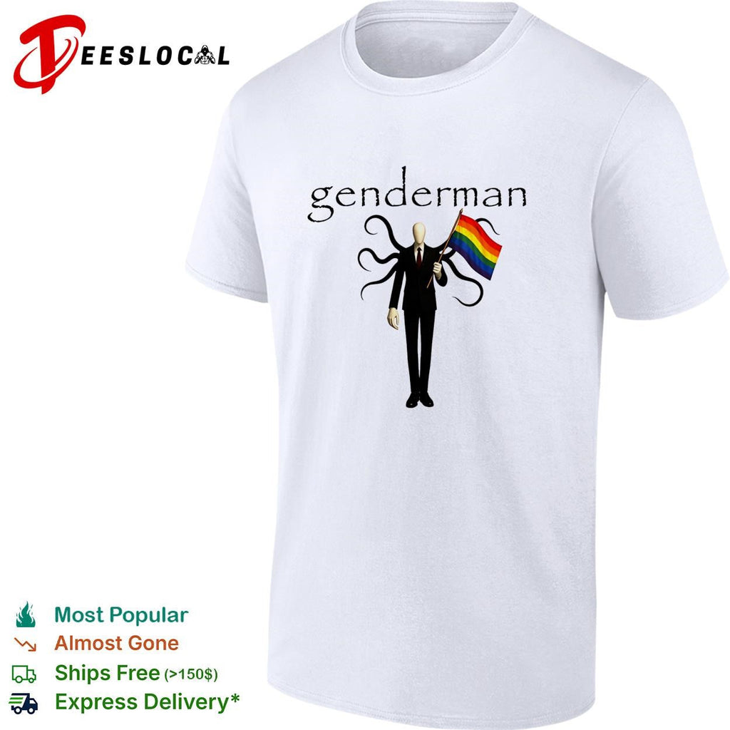 Genderman holding LGBT flag gay shirt Unisex
