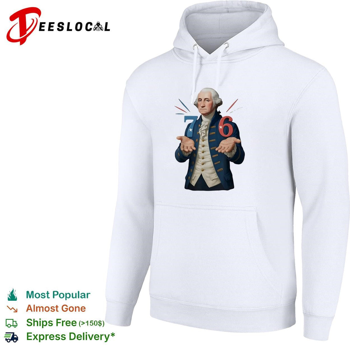 George Washington 76 bicentennial caricature with jazz hands illustration shirt Unisex