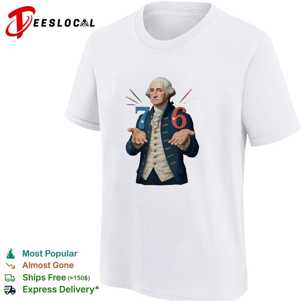 George Washington 76 bicentennial caricature with jazz hands illustration shirt Unisex