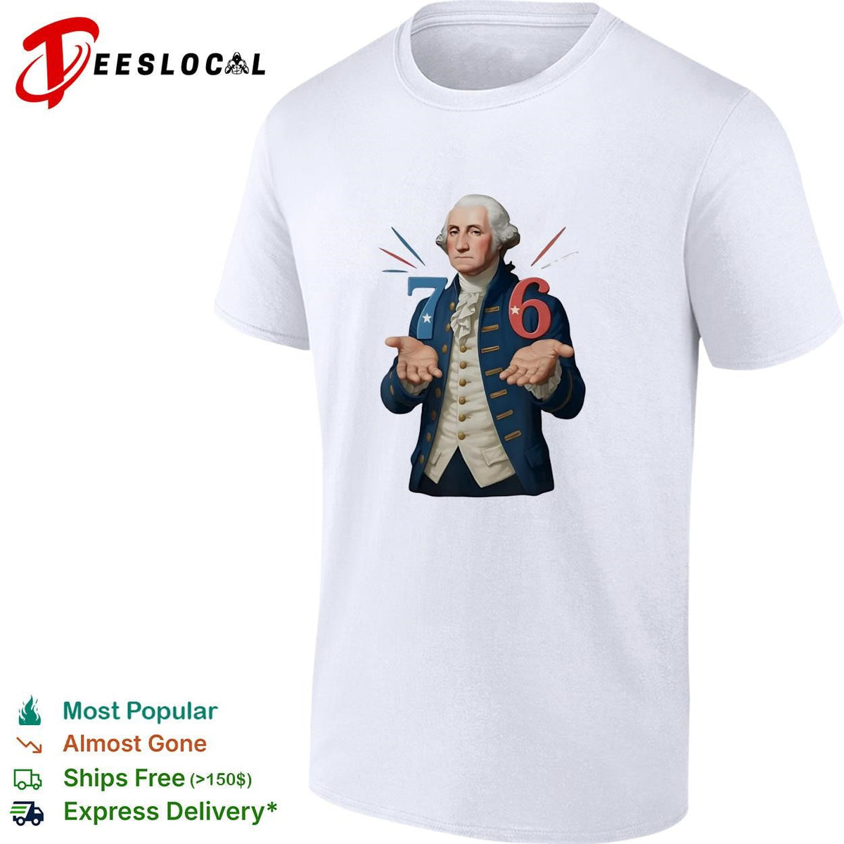 George Washington 76 bicentennial caricature with jazz hands illustration shirt Unisex