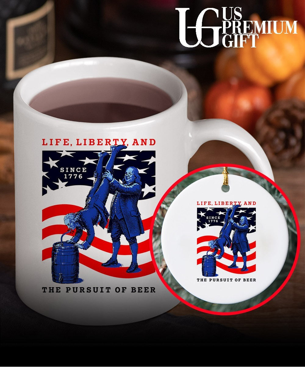 George Washington and Benjamin Franklin life liberty and the pursuit of beer shirt Unisex