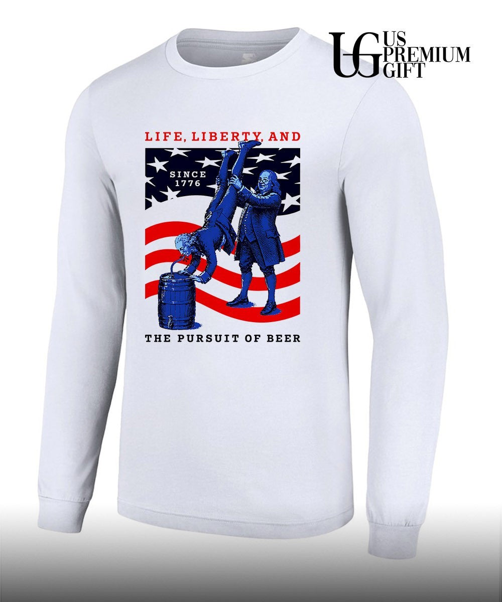 George Washington and Benjamin Franklin life liberty and the pursuit of beer shirt Unisex