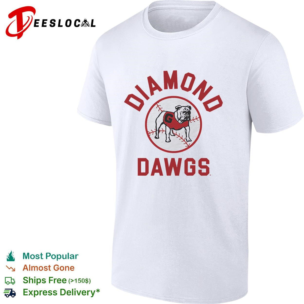 Georgia Bulldogs Diamond Dawgs baseball circle logo shirt Unisex
