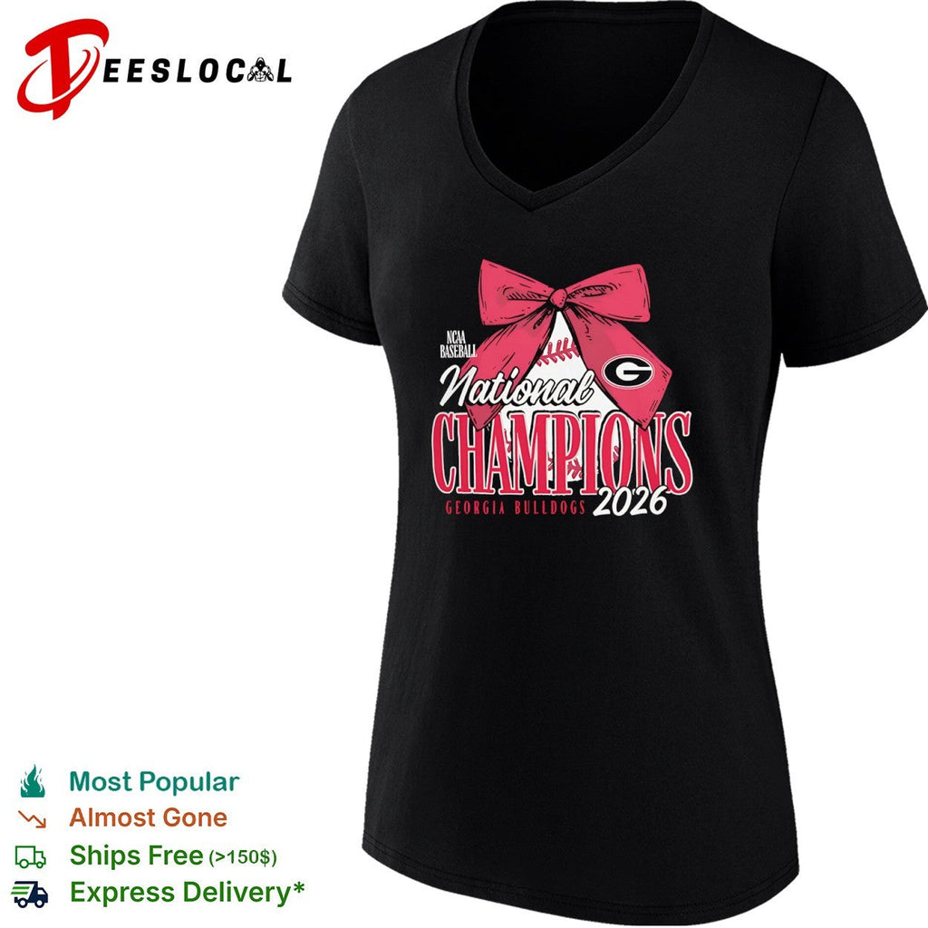 Georgia Bulldogs NCAA Baseball National Champions 2026 Bow Logo shirt Unisex