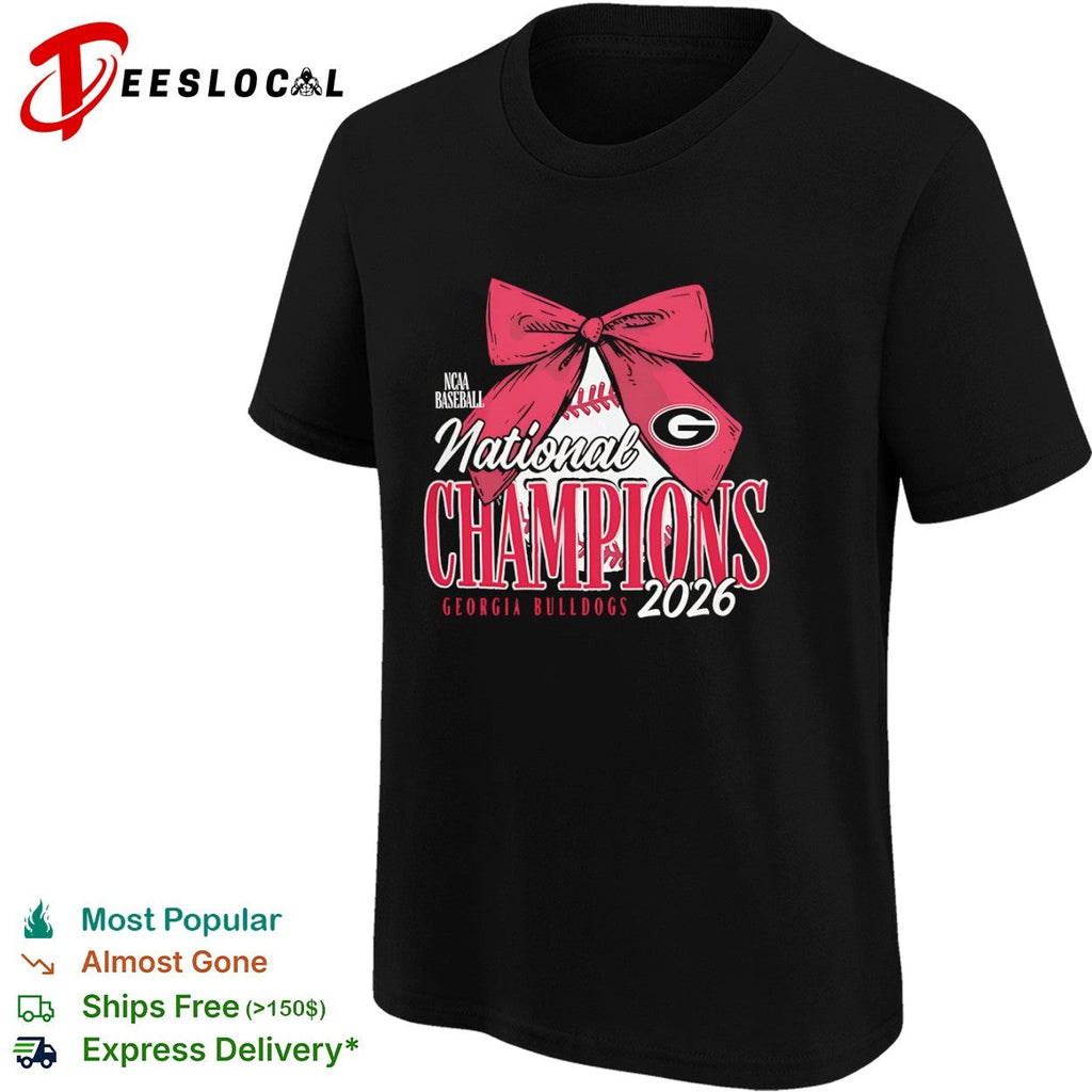 Georgia Bulldogs NCAA Baseball National Champions 2026 Bow Logo shirt Unisex