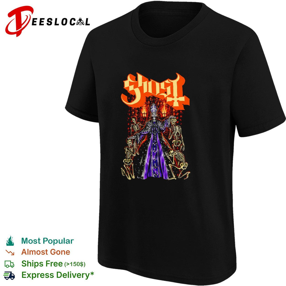 Ghost band skeleton nuns candlelight shirt Unisex