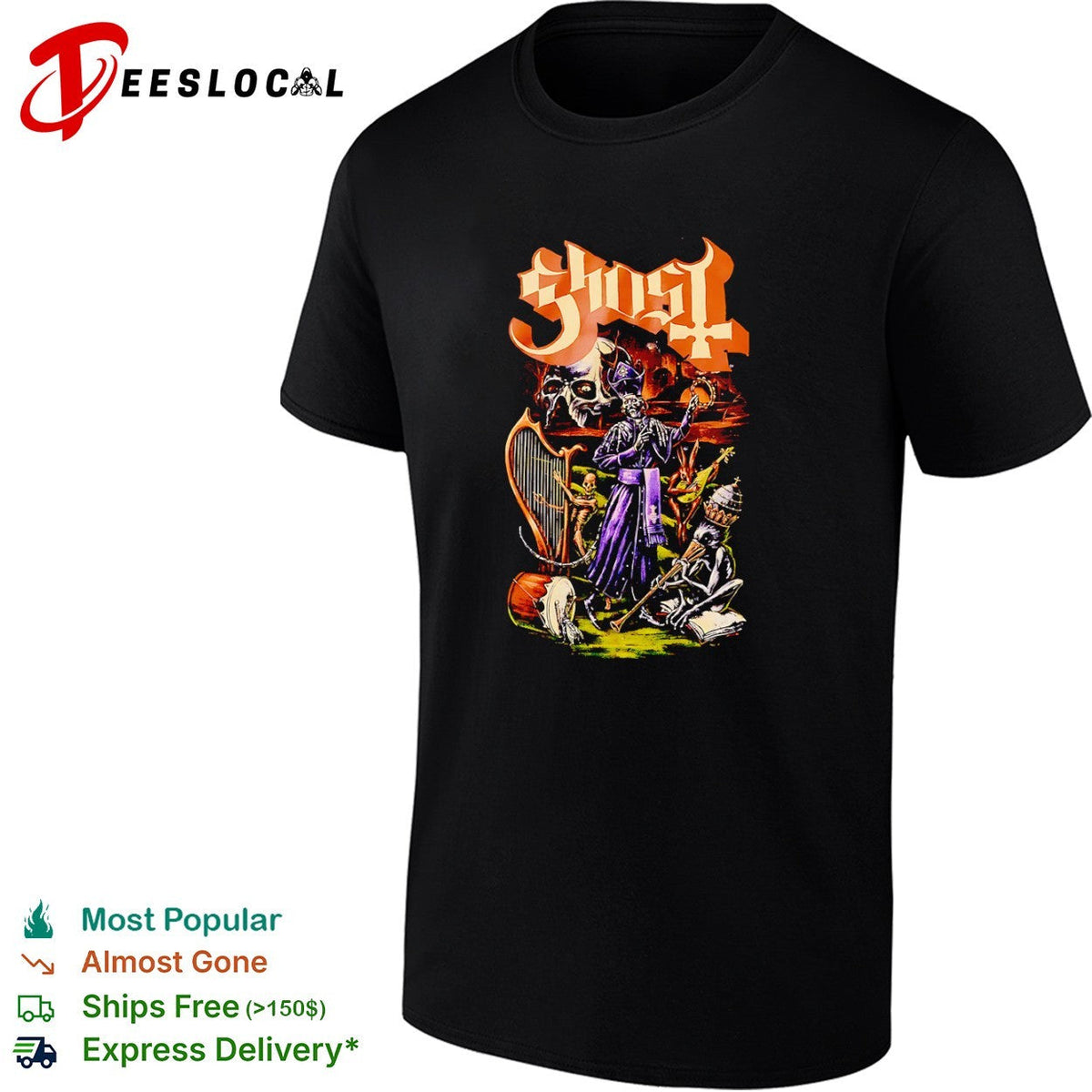 Ghost skull pope shirt Unisex