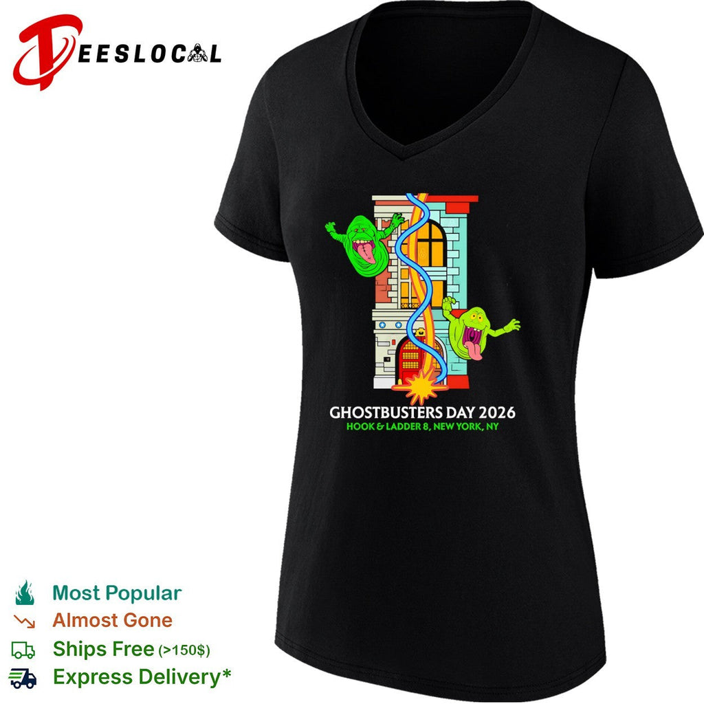 Ghostbusters Day 2026 Hook and Ladder 8 New York NY Slimer Firehouse Graphic shirt Unisex