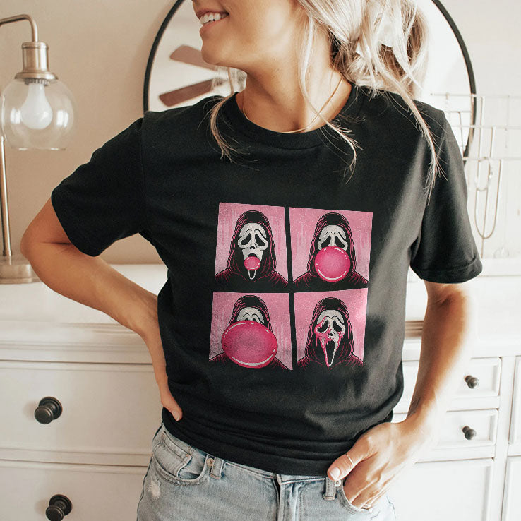 Ghostface Bubble Pink Gum Halloween Shirt Unisex