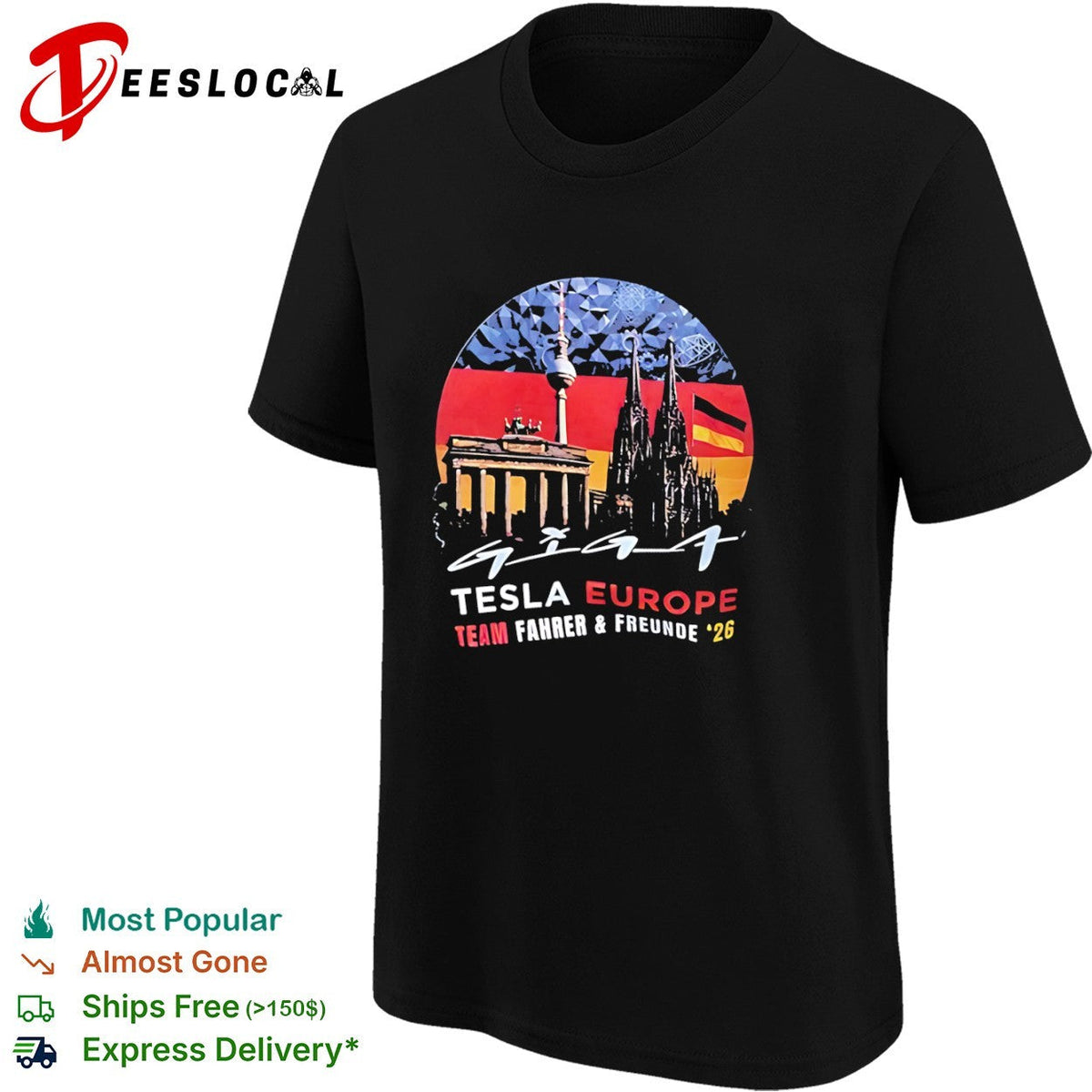 Giga Tesla Europe Team Fahrer und Freunde 26 Berlin Cologne Germany Landmarks shirt Unisex