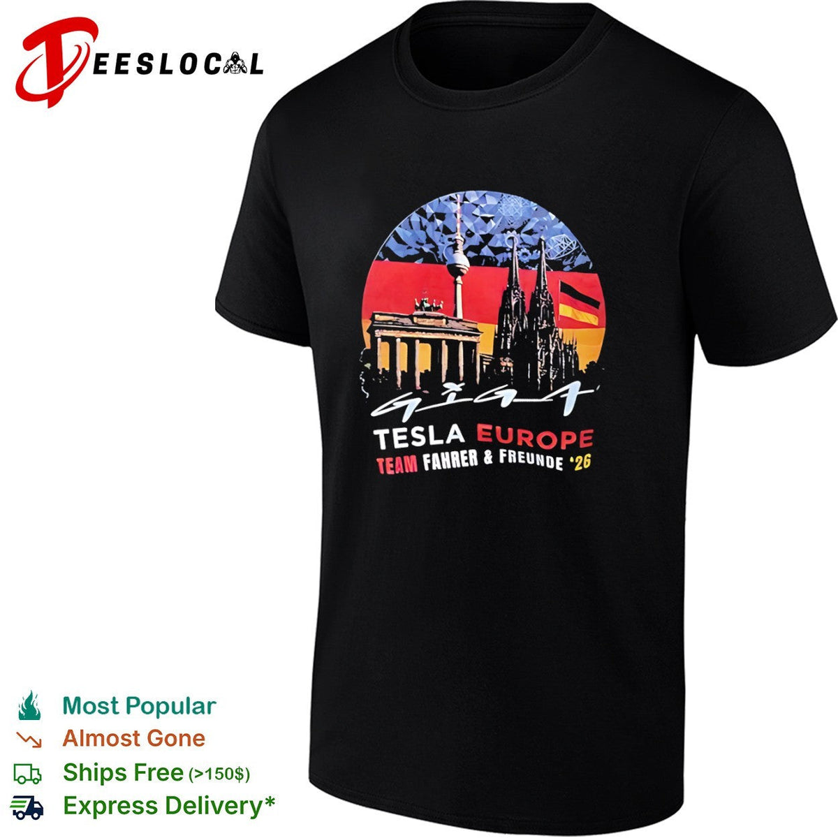 Giga Tesla Europe Team Fahrer und Freunde 26 Berlin Cologne Germany Landmarks shirt Unisex