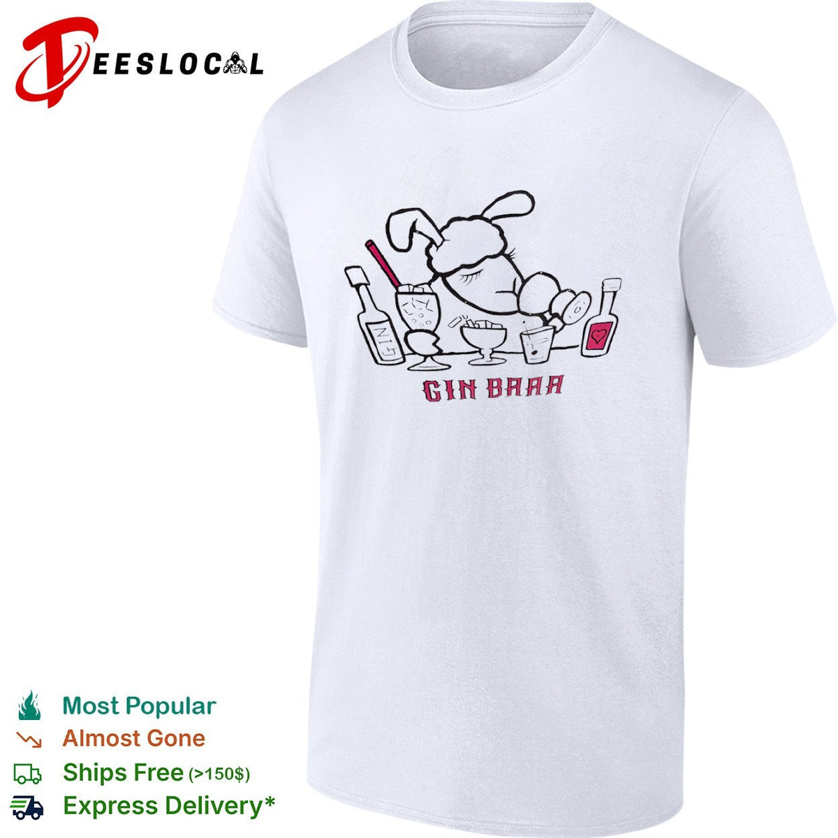 Gin Baaa Sheep Drinking Cocktails shirt Unisex