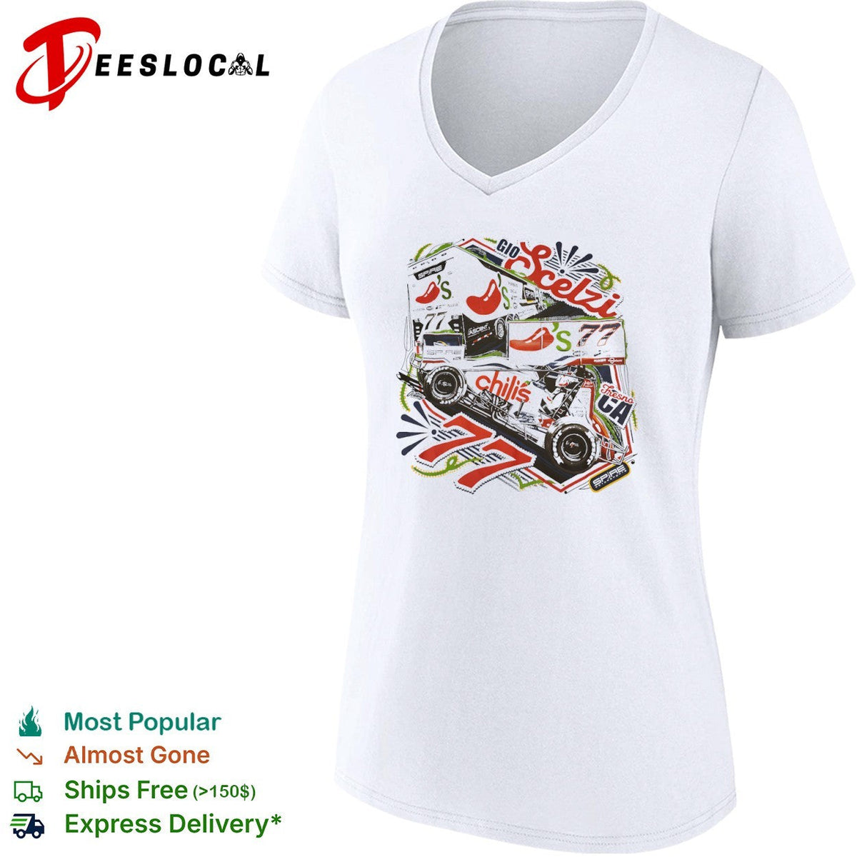 Gio Scelzi Chili s 77 Spire Motorsports Fresno CA Sprint Car Racing Graphic shirt Unisex