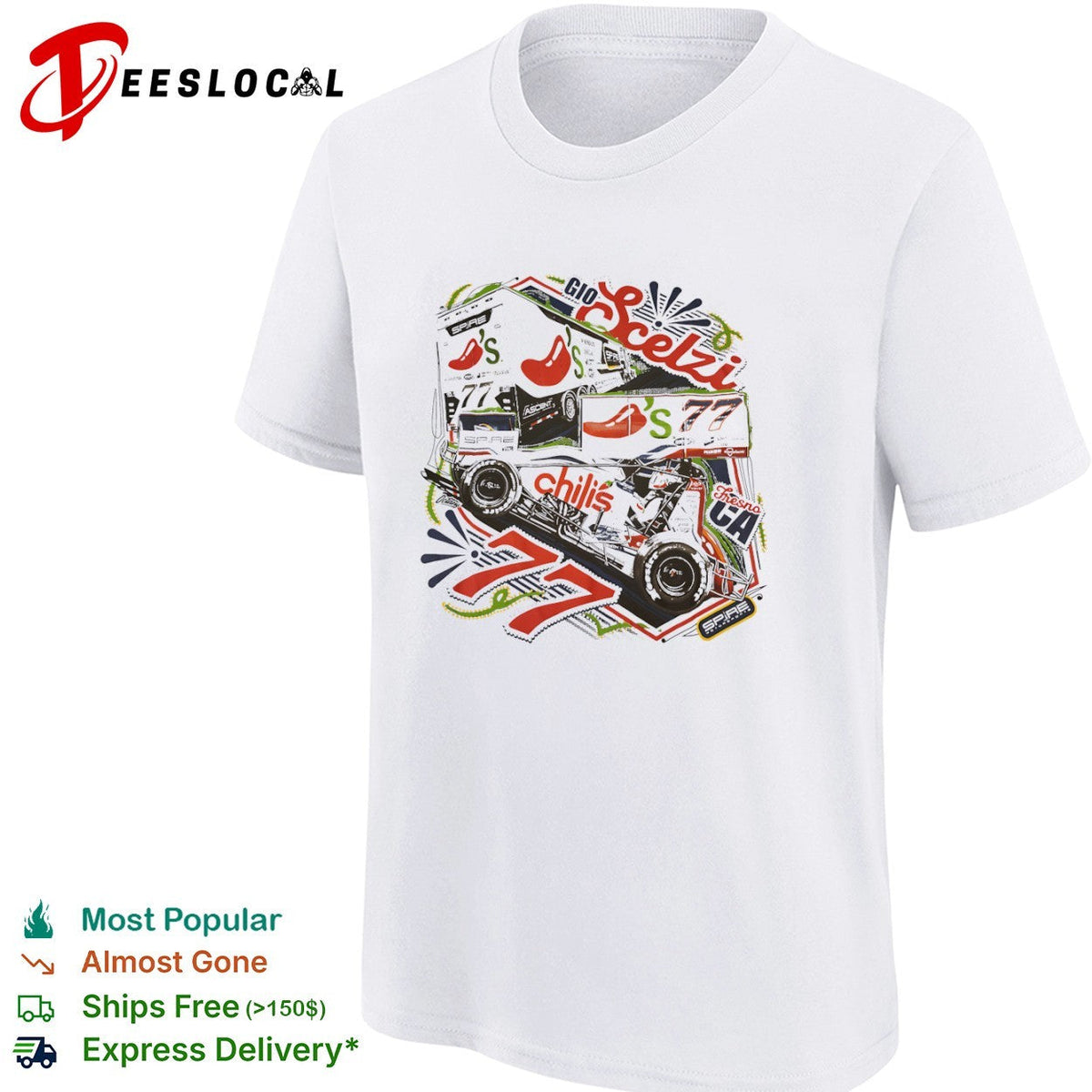 Gio Scelzi Chili s 77 Spire Motorsports Fresno CA Sprint Car Racing Graphic shirt Unisex