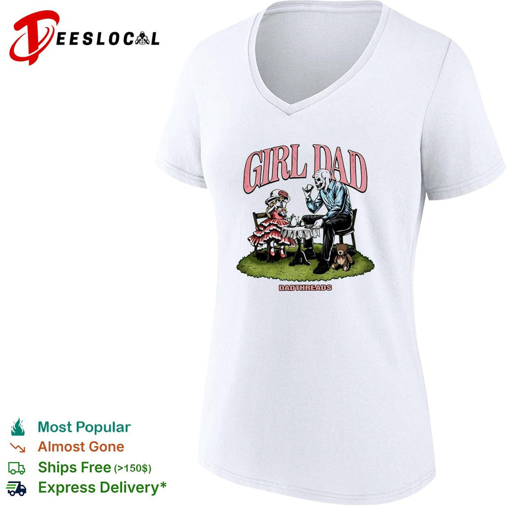 Girl Dad skeleton tea party illustration Dadthreads shirt Unisex