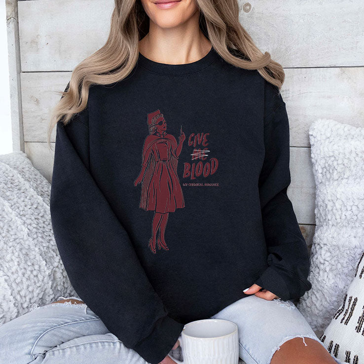 Give Me Blood Gothic Nurse Horror T Shirt Unisex
