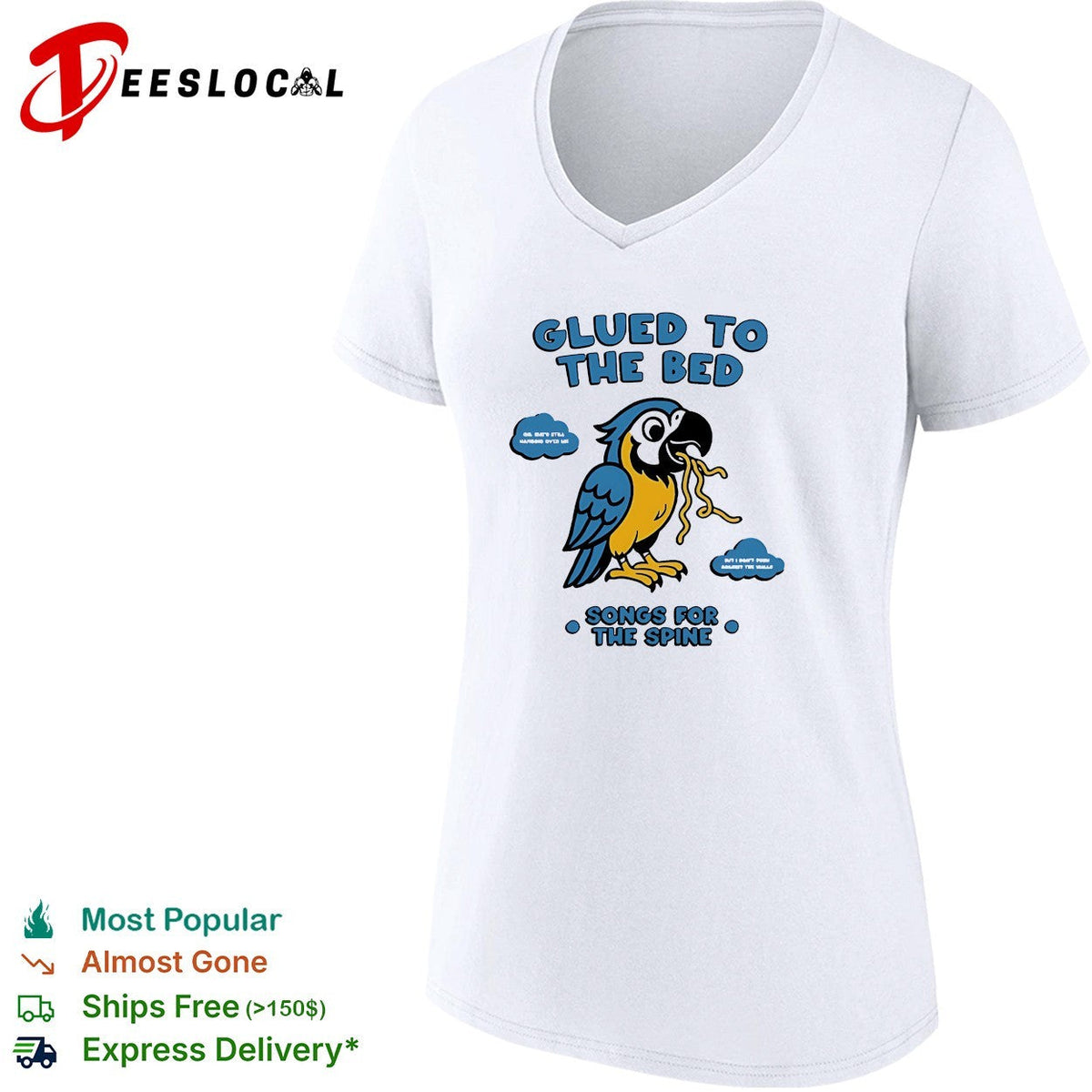 Glued to the bed parrot songs for the spine album art shirt Unisex