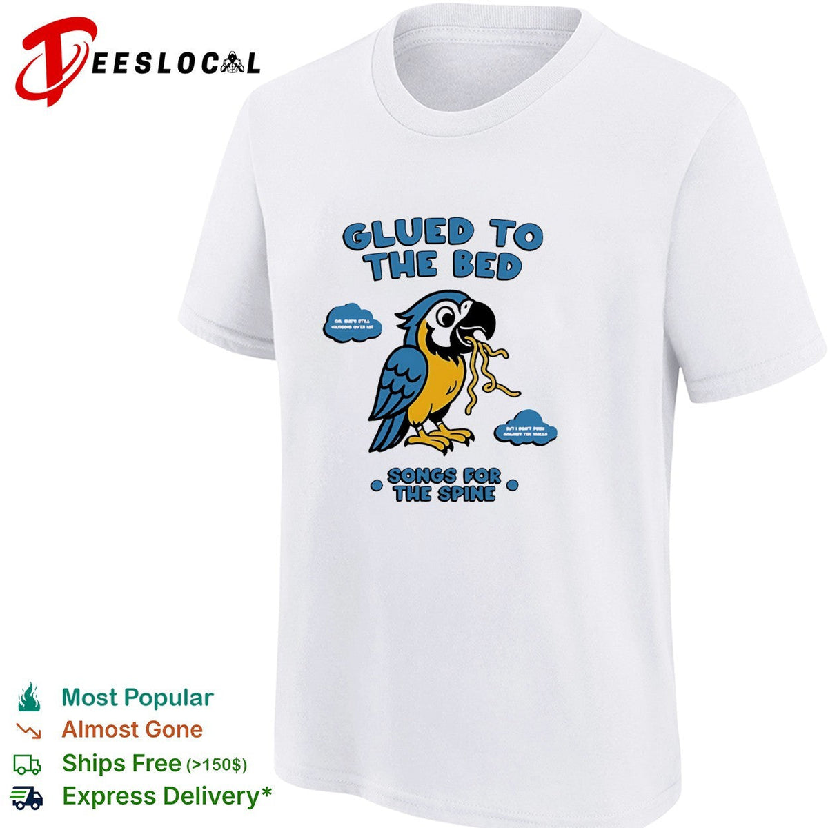 Glued to the bed parrot songs for the spine album art shirt Unisex
